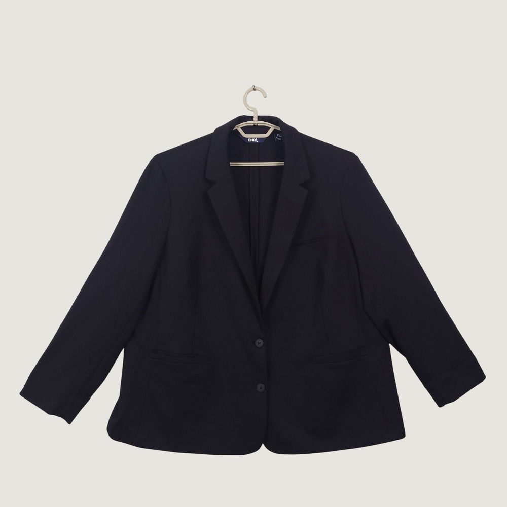 Lands End Ponte Blazer Black Two Button Jacket 2X Office Carrier Casual Preppy